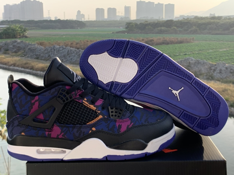 Air Jordan 4 Rush Violet Print Black Blue Shoes